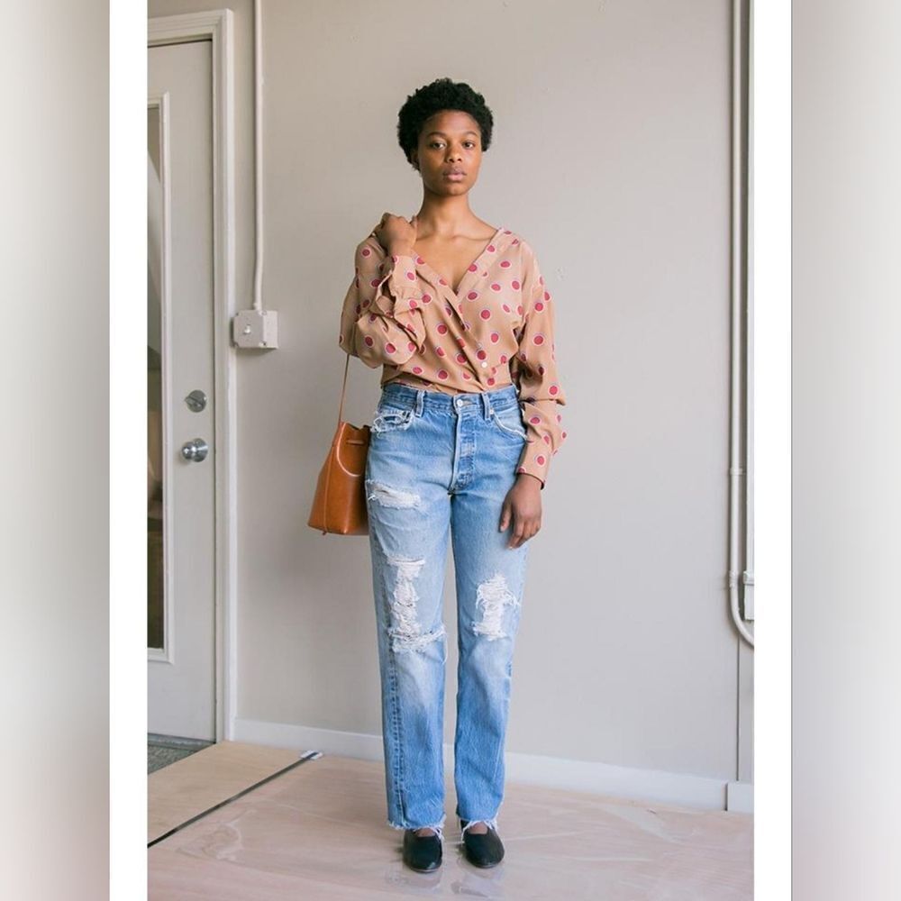 Eckhaus Latta Brown Red Mature Polka Dot Top M Gender Neutral